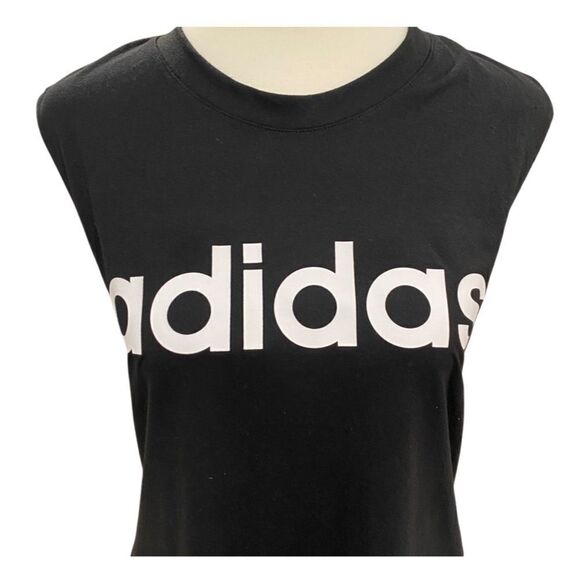 Adidas Black Sleeveless Tank with White Logo Graphic Size Small - Picture 5 of 11